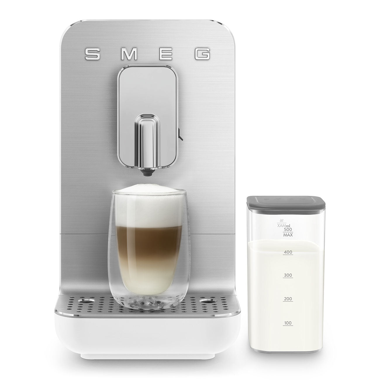 SMEG BCC13WHMEU Automatic Coffee Machine White – Collezione Style, Built-In Grinder, Integrated Milk System, 19-Bar Pump, 5 Coffee & 4 Milk Drinks, Compact Design