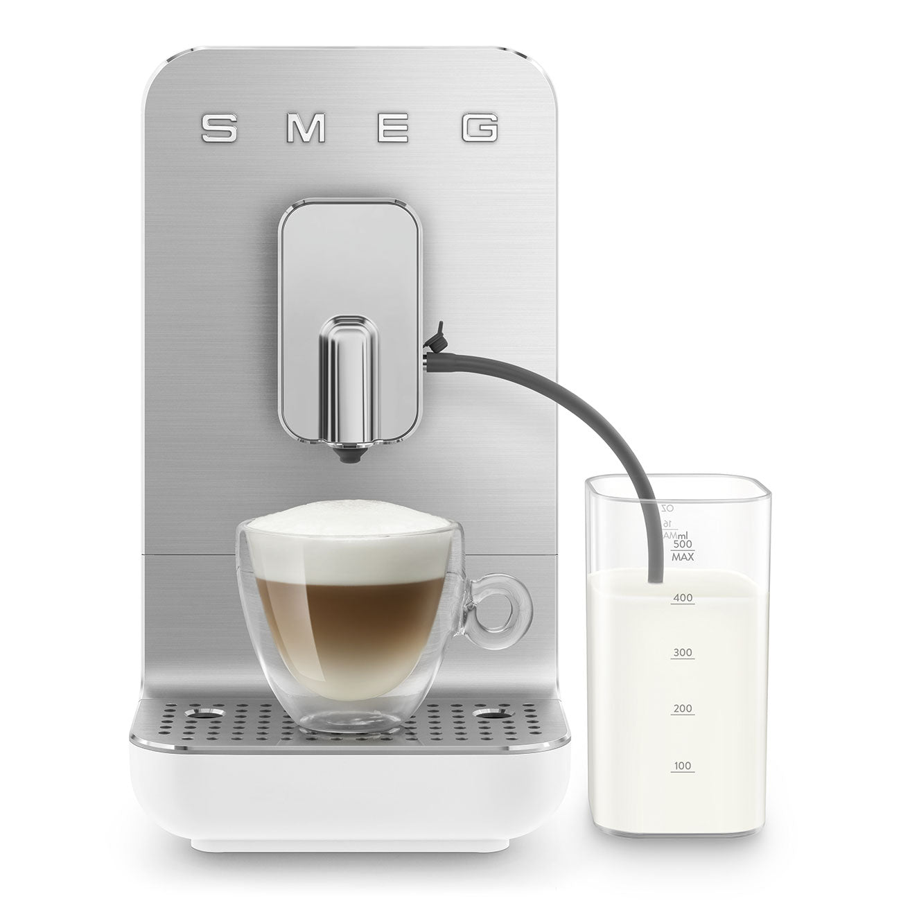 SMEG BCC13WHMEU Automatic Coffee Machine White – Collezione Style, Built-In Grinder, Integrated Milk System, 19-Bar Pump, 5 Coffee & 4 Milk Drinks, Compact Design