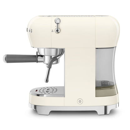 SMEG ECF02 Manual Espresso Coffee Machine Cream – 50’s Retro Style, Italian Made, Cappuccino System, Stainless Steel Filter, Compact & Space-Saving Design