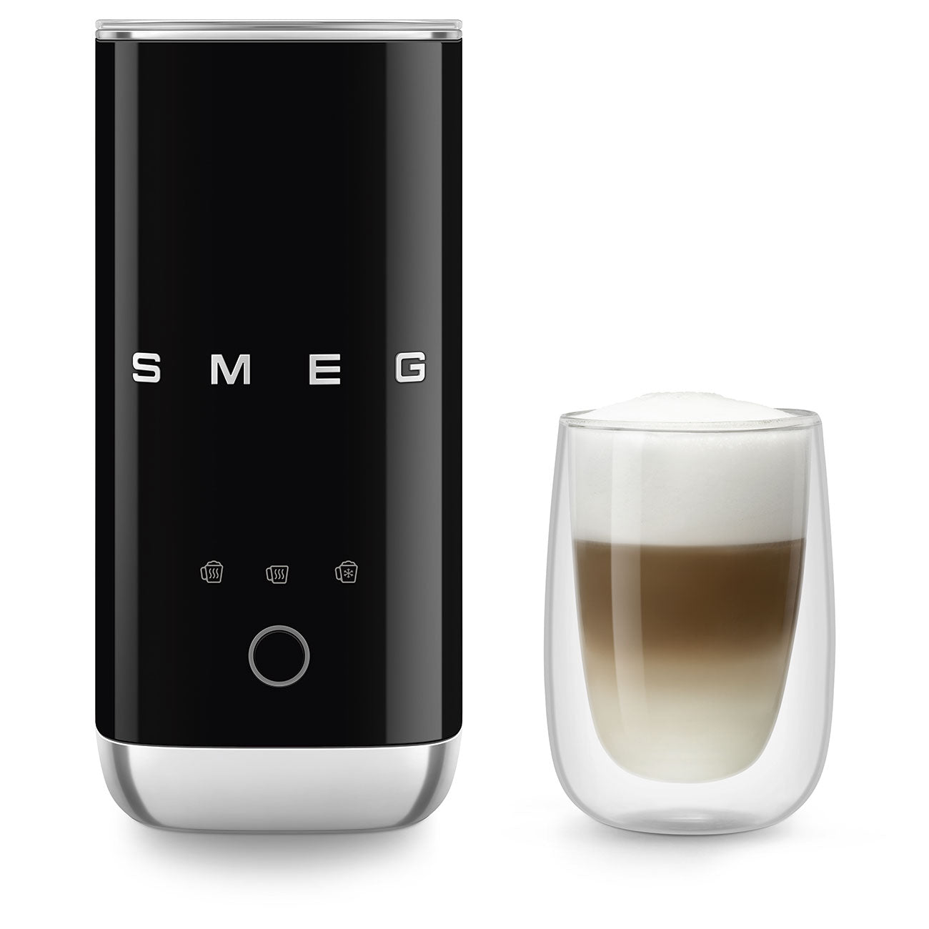 SMEG MFF02BLEU Milk Frother Black – 50’s Retro Style, Hot & Cold Milk Foam, Ceramic Non-Stick, Easy-Clean, Multifunctional