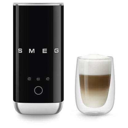 SMEG MFF02BLEU Milk Frother Black – 50’s Retro Style, Hot & Cold Milk Foam, Ceramic Non-Stick, Easy-Clean, Multifunctional