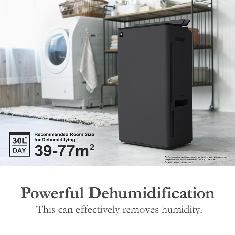 Sharp Dehumidifier with Air Purifier | Dual Louver, Plasmacluster Technology, HEPA Filter, VOC Removal, Clothes & Shoes Drying | Coanda Air Flow | Covers Up to 830 sq ft | Black