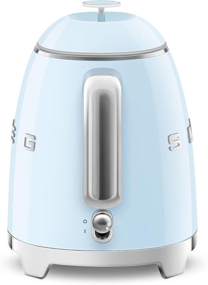 Smeg 0.8L Electric Kettle 1400W Pastel Blue – Luxury 50’s Retro Style Mini Kettle, Stainless Steel Interior, Compact Portable Design, Auto Shut-Off, KLF05 Premium Italian Brand