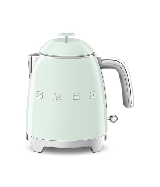 Smeg 0.8L Electric Kettle 1400W Pastel Green – Luxury 50’s Retro Style Mini Kettle, Stainless Steel Interior, Compact Portable Design, Auto Shut-Off, KLF05 Premium Italian Brand