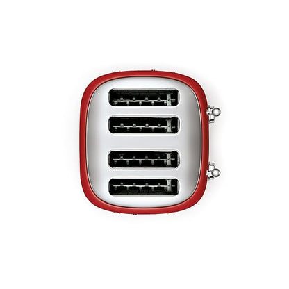 Smeg 4 Slot Toaster TSF03RDEU – Patented Red Finish, 6 Browning Levels, Defrost & Bagel Functions | 2000W Wide Slot Toaster