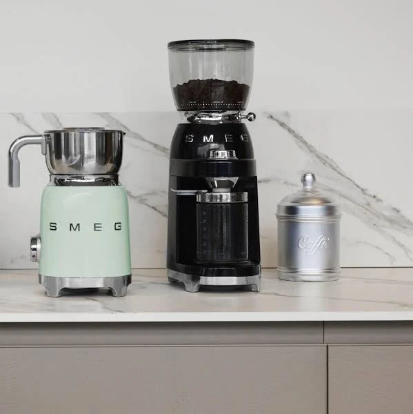 Smeg Coffee Grinder with 15 Grind Settings  Precision Conical Burr Grinder for Espresso & Drip Coffee