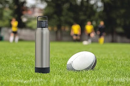 Tiger MTA-B100 1.0L Vacuum Insulated Stainless Steel Bottle – Double Wall, Ultra-Light, Leak-Proof with Handle & Certified Antibacterial Stopper (Matte Stainless)