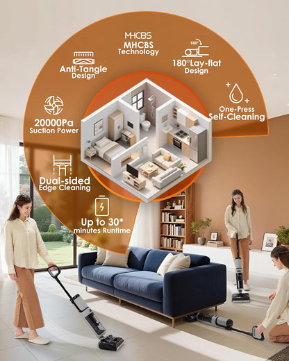 Tineco Floor ONE i5 Stretch Plus 2 Wet & Dry Vacuum Cleaner & Mop  Smart Cordless Floor Washer 180° Flat Design  Self-Cleaning Brush  Pet Hair & Tough Stain Cleaner