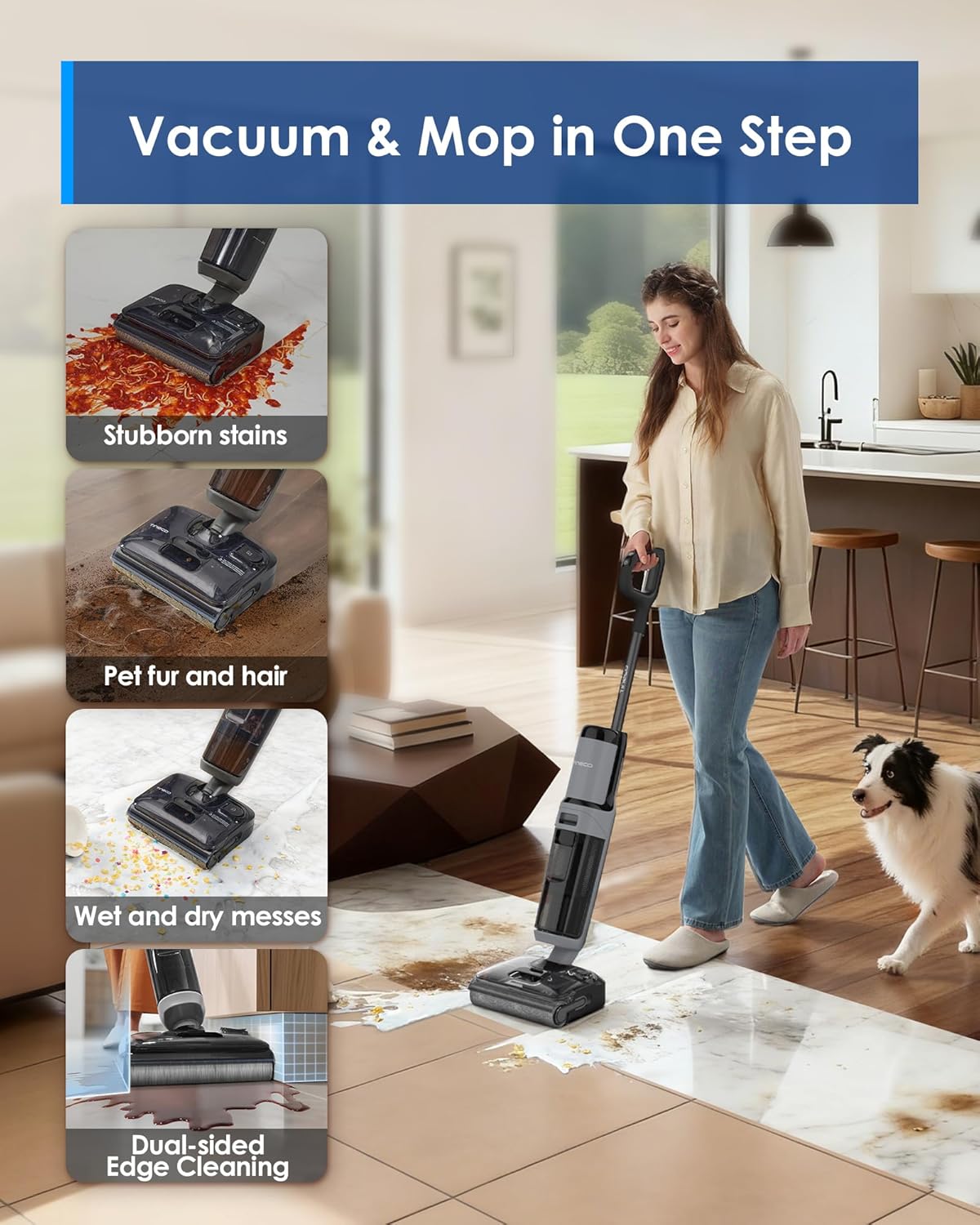 Tineco Floor ONE i5 Stretch Plus 2 Wet & Dry Vacuum Cleaner & Mop  Smart Cordless Floor Washer 180° Flat Design  Self-Cleaning Brush  Pet Hair & Tough Stain Cleaner