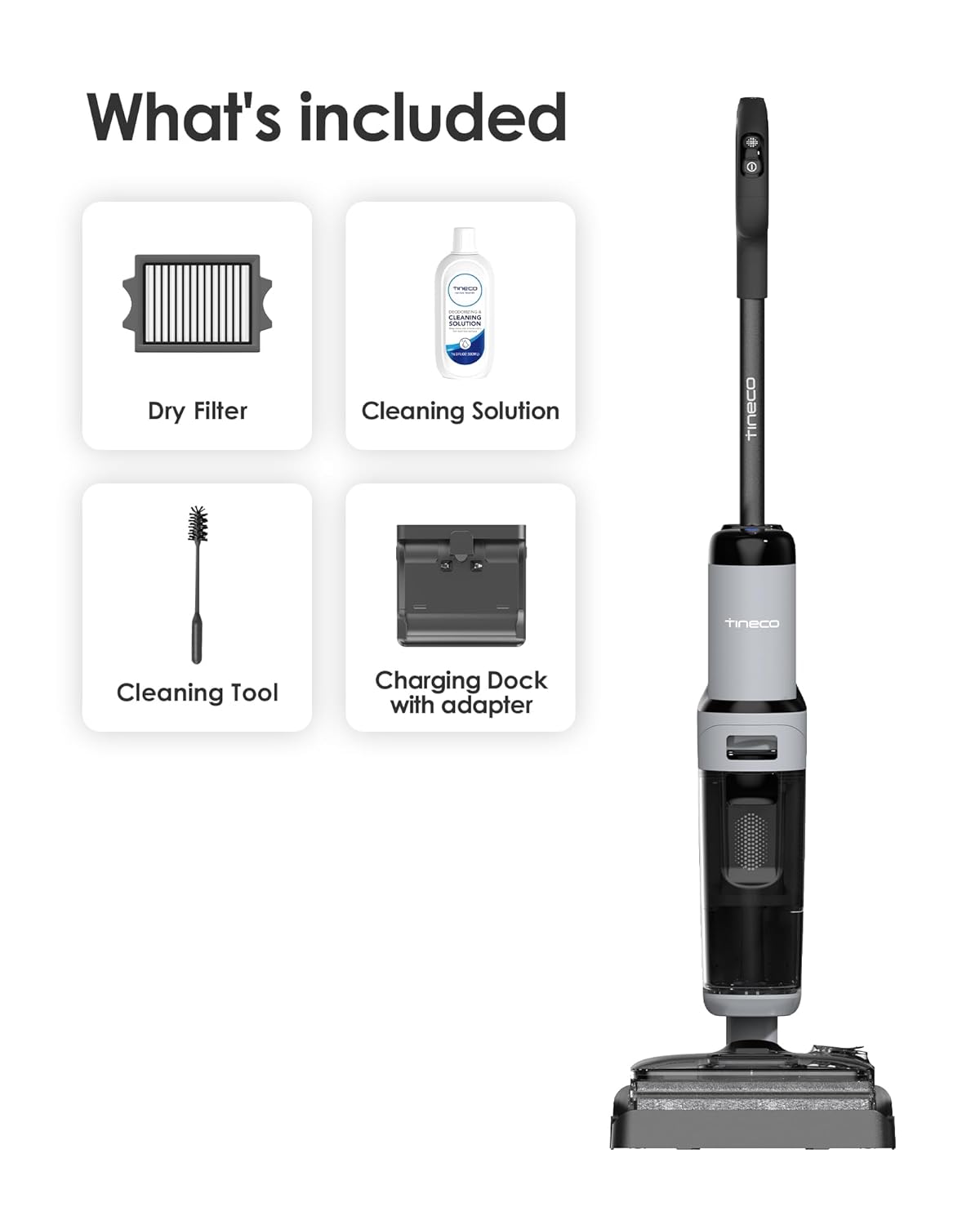 Tineco Floor ONE i5 Stretch Plus 2 Wet & Dry Vacuum Cleaner & Mop  Smart Cordless Floor Washer 180° Flat Design  Self-Cleaning Brush  Pet Hair & Tough Stain Cleaner