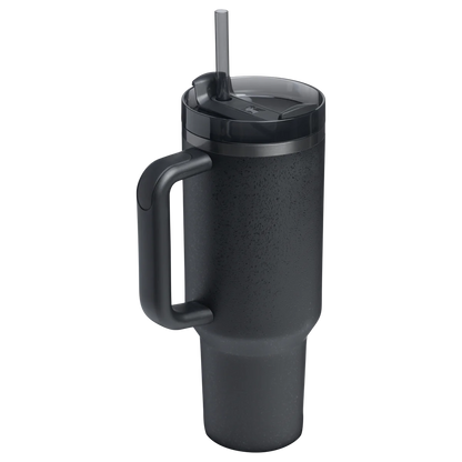 Stanley Quencher H2.0 FlowState Stainless Steel Vacuum Insulated Tumbler with Lid and Straw for Water, Iced Tea or Coffee, Smoothie and More, Black 2.0, 40 fluid ounces  1.18 L