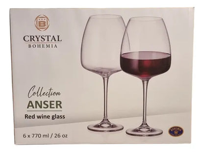 Anser 770 ml Bohemian Crystal Glass Set of 6 | Premium Large Tumbler Glasses for Whisky, Cocktails & Water