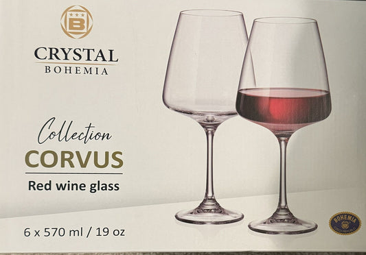 Corvus 550 ml Bohemian Crystal Glass Set of 6 | Premium Czech Tumbler Glasses for Whisky, Water & Cocktail