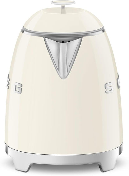 Smeg 0.8L Electric Kettle 1400W – Luxury 50’s Retro Style, Food Grade Stainless Steel Body, Soft Lid Opening, Iconic CREAM KLF05RDEU  Original Italian Brand Premium Kettle