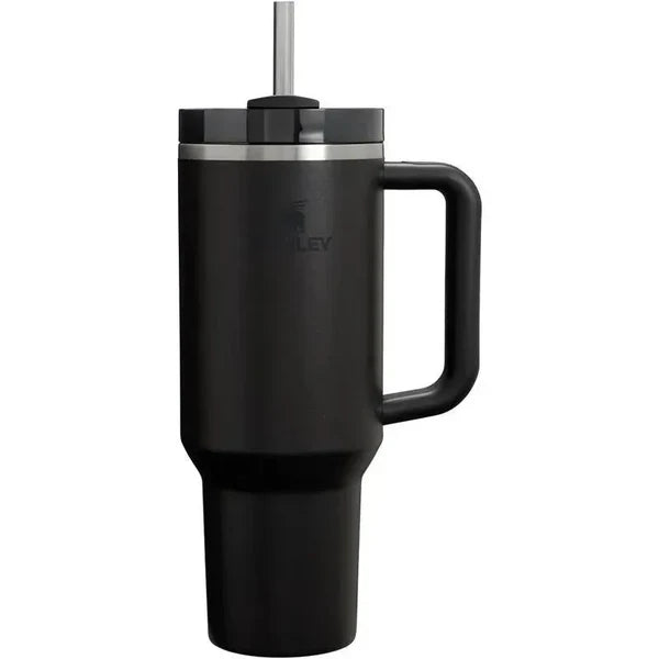 Stanley Quencher H2.0 FlowState Stainless Steel Vacuum Insulated Tumbler with Lid and Straw for Water, Iced Tea or Coffee, Smoothie and More, Black 2.0, 40 fluid ounces  1.18 L
