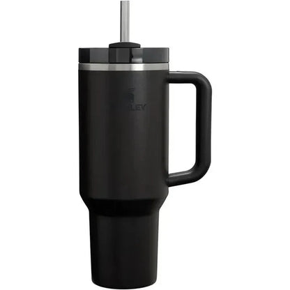 Stanley Quencher H2.0 FlowState Stainless Steel Vacuum Insulated Tumbler with Lid and Straw for Water, Iced Tea or Coffee, Smoothie and More, Black 2.0, 40 fluid ounces  1.18 L